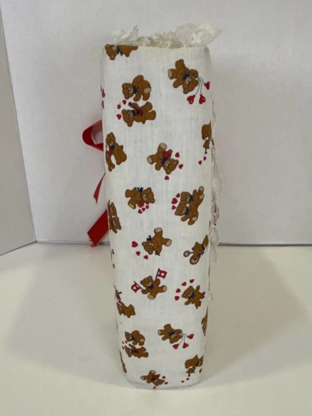 Vintage Granny Core Padded Handmade Fabric Teddy Bear Hearts Photo Album -Baby